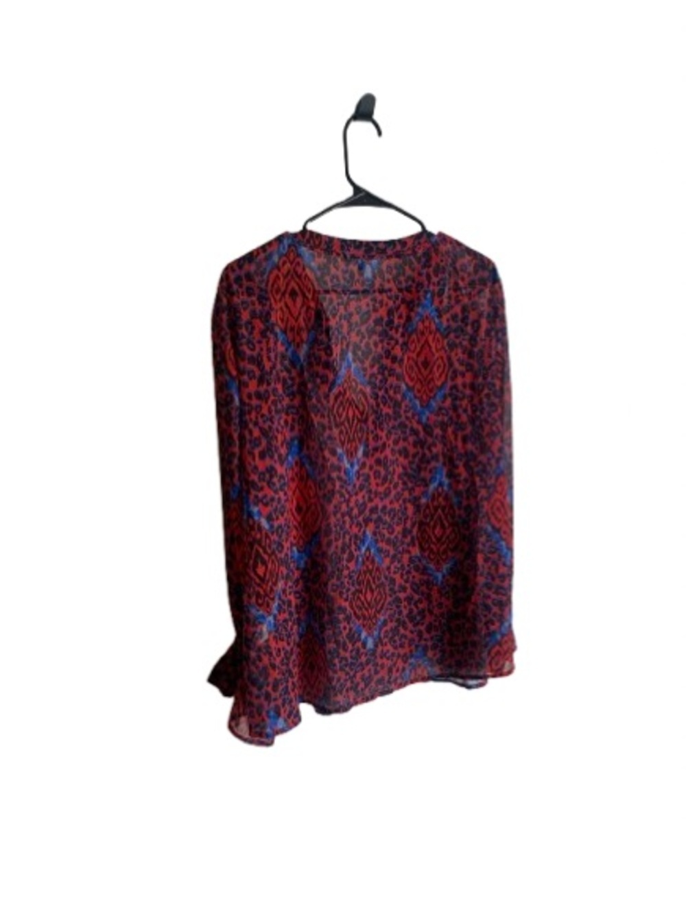 NWT Democracy Red Blue Black Animal Ikat Print Top Certified Authentic Size 1X - Picture 2 of 5